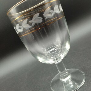 アンティーク ワイングラス ペア 金彩 リーフカット ガラス コップ 【2-a1】の画像5