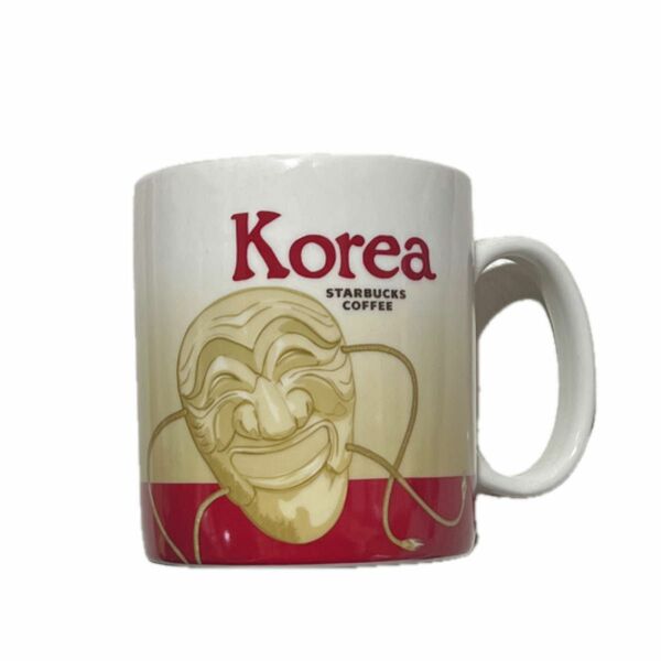 スターバックス マグカップ コップ Mug 韓国　コリアン　レッド　2008 シールつき　仮面　太鼓　ハングル　限定　廃盤　レア　