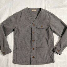 japan blue jeans ジャパンブルー ジーンズ　メルトン　フリース　ノーカラー　ジャケット　グレー　s ハンティング　カーディガン grey_画像1