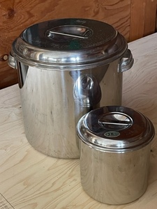  made of stainless steel pot 2 size set (28.*16.) circle shape kitchen pot business use kitchen equipment preservation container cart Cafe meal . seasoning sauce 