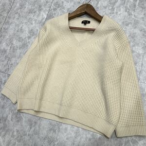 G @ 着心地抜群 '洗礼されたデザイン' Drawer ドゥロワー 長袖 カシミヤ混 WOOL ワッフル ニット Vネック セーター 1 婦人服 トップス