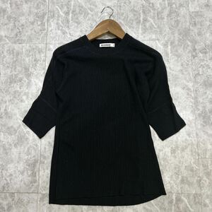 G @ イタリア製 '高級ラグジュアリー服' JILSANDER ジルサンダー 七分袖 WOOL混 ニット セーター size48 メンズ 紳士服 トップス 古着 NAVY