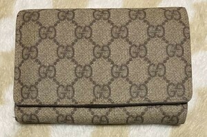 KB1277n GUCCI グッチ GG柄 GGキャンバス×レザー 二つ折り 財布 ウォレット レディース ブラウン系 中古