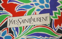 Yves Saint Laurent(YSL) スカーフ 花柄 約88×86cm イヴサンローラン ネイビー系 シルク100%_画像8