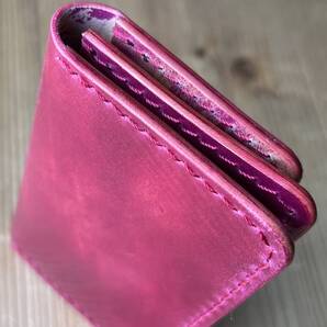 2連カードケース【送料無料】手縫い・ロカドシェルコードバンマーブルピンク・カラーオーダー可(メール受付)solorileather.blog.jp