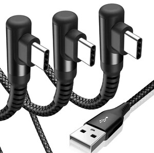 USB Type C ケーブル L字【3本セット 1m/1m/2m】Sweguard USB-A & USB C ケーブル【PD& QC3.0 急速充電】タイプc 充電ケーブルブラックA4 