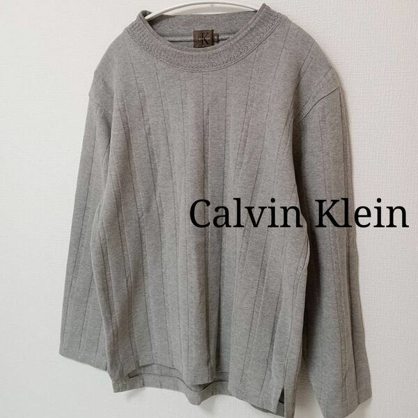 美品　Calvin Klein　カルバンクライン　メンズ　プルオーバー　グレー　トップス　 長袖　カットソー　トレーナー　M
