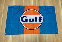 ガルフ特大フラッグ バナー 約150×90cm タペストリー 旗 ガレージ装飾 旧車 USDM GULF オイル レース 店内装飾 DATSUN ミシュラン _画像1