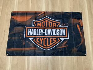 ハーレー ダビッドソン 特大フラッグ バナー 約150×90cm タペストリー 旗 ガレージ装飾 アメリカン アメ車 ホットロッド バイク HARLEY 