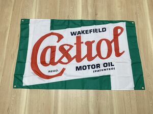 カストロール 特大フラッグ バナー 約150×90cm タペストリー 旗 ガレージ装飾 旧車 USDM JDM 壁紙装飾 オイル レーシング