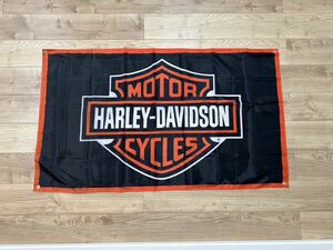 ハーレー ダビッドソン 特大フラッグ バナー 約150×90cm タペストリー 旗 ガレージ装飾 アメリカン アメ車 ホットロッド バイク HARLEY 
