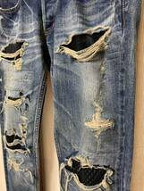 00's RARE tetei ド根性デニムパンツ star DENIM PANTS クラッシュ ダメージ メッシュリペアデニムパンツ テテイ Archive vintage Y2K_画像4