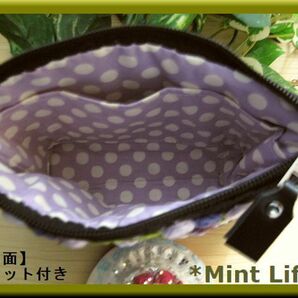 *Mint Life* ハンドメイド 「リネン＆コットン混生地 ポーチ」バラ手刺しゅうの画像10