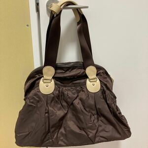 *12412 Agnes B 2WAY shoulder bag Boston bag storage bag attaching Brown 