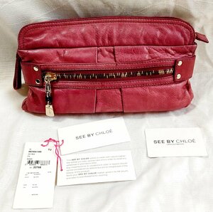 *SEE BY CHLOE See by Chloe * leather shoulder bag sakoshu clutch bag 2WAY purple tag shop card equipped 01807