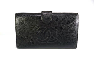 美品★CHANEL/シャネル★ココマーク★長財布★ブラック★キャビアスキン★ガマ口★シール