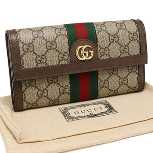 美品 グッチ GG コンチネンタルウォレット 523153 GGスプリーム レザー ファスナー付き長財布 GUCCI