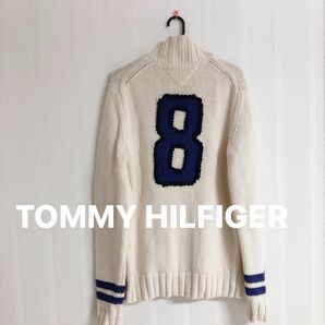 TOMMY HILFIGER ニット　フルジップ　ドライバーズニット　NO8 刺繍