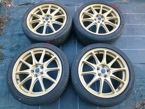 WORK ワーク　ワークエモーション RS-α 7J-17 5H PCD100 +47 ゴールド ／ グッドイヤーLS 2000 215/45R17 プリウス、レガシィ・スバル等に