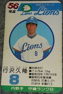 タカラプロ野球カードゲーム昭和５６年度西武ライオンズ 行沢久隆