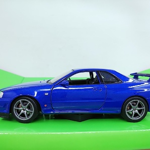 ■ WELLYウェリー（京商） NEX MODELS 1/24 Nissan Skyline GT-R (R34) メタリックブルー 日産スカイライン ダイキャスト製モデルミニカーの画像1