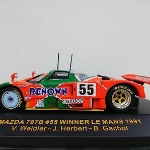 ■ ixoイクソ 1/43 LMC023 MAZDA 787B #55 WINNER LE MANS 1991 (オレンジ×グリーン) マツダ ルマンレナウン レーシングミニカーの画像1