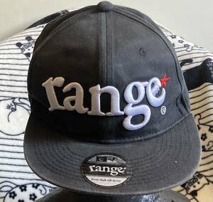 激レアキャップ[レンジ range]黒カラーキャップ帽子CAP/フリーサイズ/スナップバック/男女OK/ユニセックス仕様