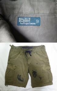 Polo by Ralph Lauren ポロ ラルフローレン カーゴ ショートパンツ W33 IDEALジップ ミリタリー M51 グラフィック プリント