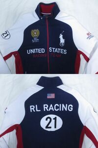 Polo Ralph Lauren レーシング トラック ジャケット XL　スウェット素材 ビッグポニー 星条旗 トリコロール RL RACING USA ラルフローレン