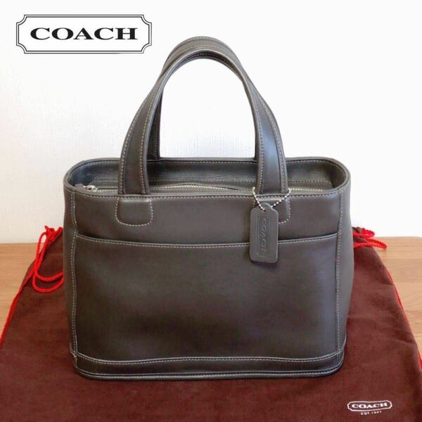 ★即決★ COACH コーチ ハンドバッグ トートバッグ カーキ グリーン 9303 オールドコーチ 本革 グラブタンレザー 収納袋付き ヴィンテージ