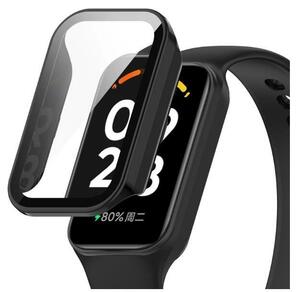 Xiaomi Smart Band 8 Active / Redmi Smart Band 2 ガラス 保護 ケース 防水 カバー フィルム 交換 液晶画面保護 ハードケース ブラック