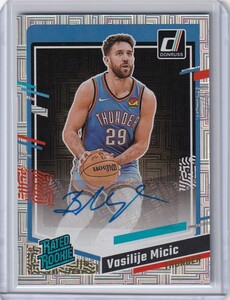 NBAカード 2023-24 Panini Donruss Basketball Vasilije Micic RC Choice Auto ルーキー Thunder