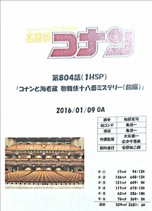 【絵コンテ】/名探偵コナン/第804話(1時間SP)/『コナンと海老蔵 歌舞伎十八番ミステリー (前編)』/2016年1月9日放映