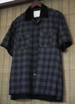 Sacai サカイ 22SS Buffalo Check SHIRT バッファローチェック 半袖シャツ SIZE 1 22-02700M　BLACK_画像2