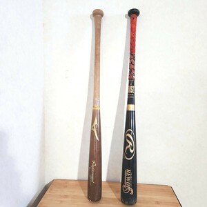 ミズノ ローリングス 一般 軟式 バット 木製 カーボン 84cm 野球 大人用　2本セット