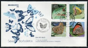 FDC J140 ブラジル 昆虫 蝶 4V完貼り 1979年発行 初日カバー