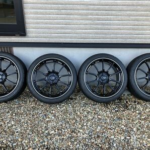 ADVAN RZ2F 18インチ 7.5j +50 PCD100-5Hグロスブラック/DUNLOP DIREZZA ディレッツァ DZ102 225 40 R18 22年製 9部山 軽量アルミの画像1