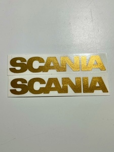 SCANIA スカニア ドアバイザーサイズ 金色ステッカー ゴールド２枚セット インテリア 携帯 他色々 金色カッティングステッカー