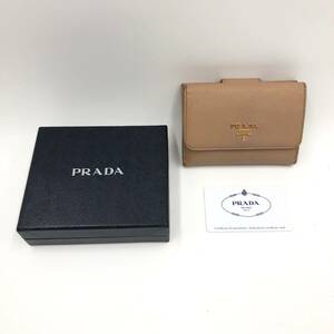 □PRADA Wホック財布 ベージュ プラダ レディース 1MH523 Gカード付 小銭入れ 札入れ サフィアーノ 複数落札同梱OK B240308-4