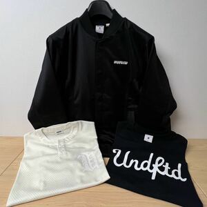 良品★3点セット UNDEFEATED トラックジャケット ロンT ベースボールTシャツ M Lサイズ ブラック ホワイト ジャージ メッシュ