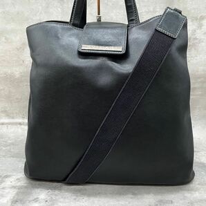 【A4収納/極美品】1円 BVLGARI ブルガリ ショルダーバッグ トート ハンド 2way レザー メンズ ビジネス 斜め掛け 肩掛け 2室 ブラックの画像2