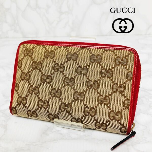 GUCCI グッチ ラウンドファスナー GGキャンバス 二つ折り財布 058