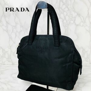 008 極美品 PRADA プラダ ハンドバッグ ミニボストン 金プレート