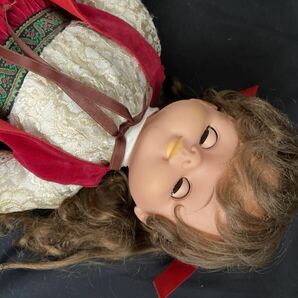 アンティーク ドール レトロ 女の子 オオイケ エミール タグ付き 赤いドレス スリーピングアイ人形 ビスクドール 抱き人形 当時物 の画像10