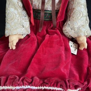 アンティーク ドール レトロ 女の子 オオイケ エミール タグ付き 赤いドレス スリーピングアイ人形 ビスクドール 抱き人形 当時物 の画像9