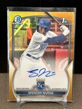 1円スタート 50枚限定 2023 Topps Bowman Chrome Draft Gold Refractor Spencer Nivens AUTO 直書きサイン 1st Bowman Royals_画像1