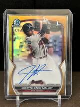 【50枚限定】 2023 Topps Bowman Chrome Ture Gold Refractor Justyn-Henry Malloy 1st Bowman AUTO 直書きサイン RC ルーキー_画像1