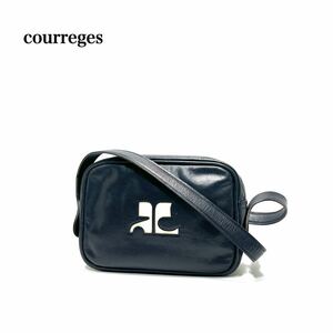 ☆良品☆ Courreges クレージュ 切抜きロゴ レザー ショルダーバッグ