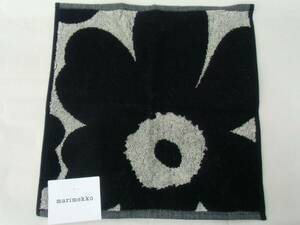 未使用 マリメッコ ウニッコ柄 ハンドタオル marimekko 30.5×30.5cm ブラック系