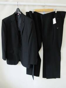 Lloyd Club ロイドクラブ スーツ 96AB5 ジャケット パンツ 黒ストライプ ウール混 パンツ2本(B64)